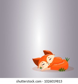 Cute sleeping cartoon fox