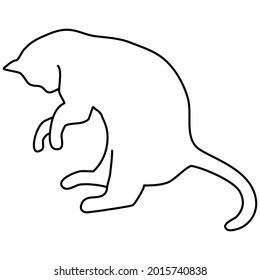 Cute sleeping cat black outline vector illustration with transparent background