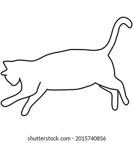 Dibujo vectorial del contorno negro del gato dormido lindo con fondo transparente