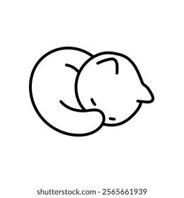 Cute sleeping cat. Black and white illustration, hand drawn coloring.