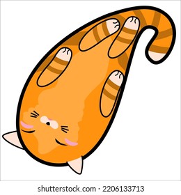 Cute sleeping cat with cheeks, hand drawn paisley shape, doodle cartoon collection 