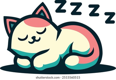 Un lindo gato durmiente o gatito personaje de dibujos animados

