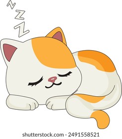 cute sleeping cat, kitty asleep, vector illustration