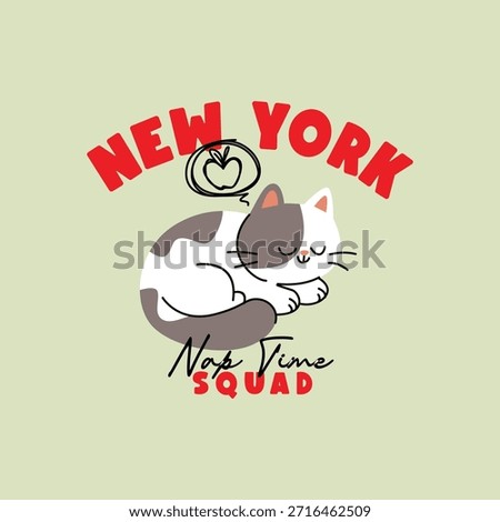 Cute Sleeping Cat Nap Time Squad in New York Cartoon