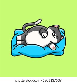 Cute Sleeping Cat on Bean Bag Cartoon Character