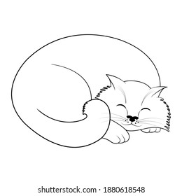 Cute Sleeping Cat On White Background Stock Vector (Royalty Free ...