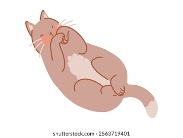 Cute sleeping cat. Pet animal, kitten cartoon clip art. Flat vector illustration isolated on white.