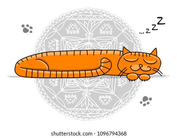 Cute sleeping cat, sketch for your design