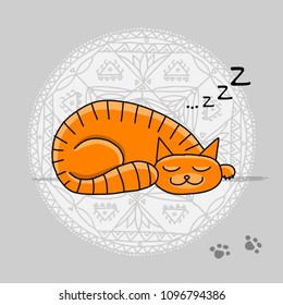 Cute sleeping cat, sketch for your design