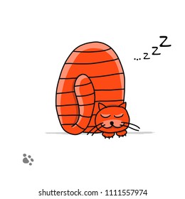Cute sleeping cat, sketch for your design