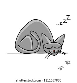 Cute sleeping cat, sketch for your design