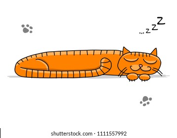 Cute sleeping cat, sketch for your design