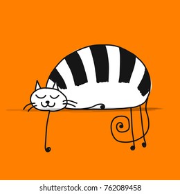 Cute sleeping cat, sketch for your design