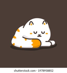 Cute sleeping cat vector cartoon character isolated on background.
