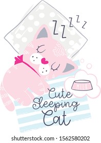 Cute sleeping cat vector illustration