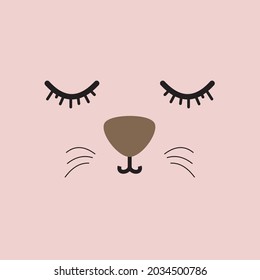 Cute sleeping cat vector illustration, drawn tablet drawing, cartoon card, can be used as a fashion print for pajamas or t-shirts, good night, sweet dreams