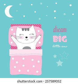 Cute sleeping cat vector illustration