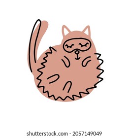 Cute sleeping cats in a mask for sleeping. Colorful vector illustration in doodle style.