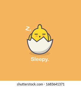 Cute durmiendo ilustración de pollo con expresión linda, Puede ser usado para muchos propósitos.