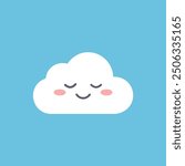 Cute sleeping cloud illustration. Adorable cartoon cloud character with closed eyes and a smile, perfect for children