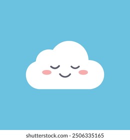 Cute sleeping cloud illustration. Adorable cartoon cloud character with closed eyes and a smile, perfect for children's books, illustrations, and designs.