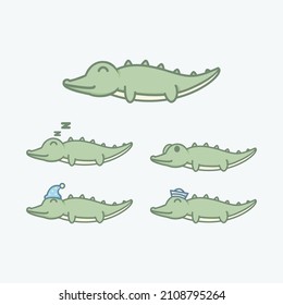 cute sleeping crocodile vector illustration
