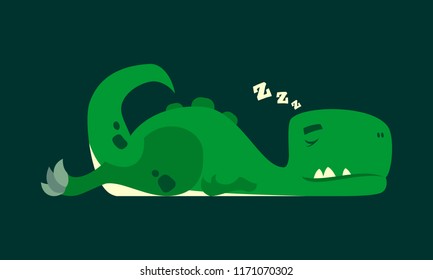 Cute sleeping dinosaur. Dino rex cartoon character