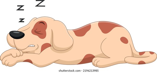 cute sleeping dog cartoon on white background
