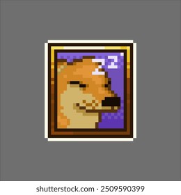 Cão adormecido bonito, pixel art meme