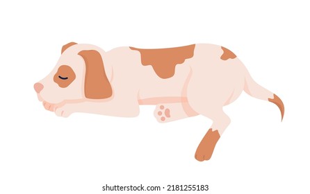 Cute sleeping dog semi flat color vector character. Editable figure. Full sized animal on white. Family member. Loving pet simple cartoon style illustration for web graphic design and animation