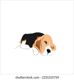 cute sleeping dog vector illustration design, simple design for dog lover logo