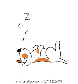 Cute sleeping dog.Home puppy, pet.Hand doodle vector illustration on white background.