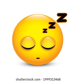 Cute sleeping emoticon, emoji - vector illustration