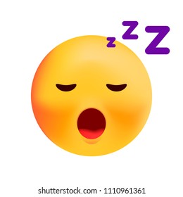 Cute Sleeping Emoticon on White Background. Isolated Vector Illustration 