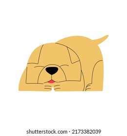 Perro plano adormilado. Ilustración vectorial en estilo plano