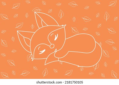 Cute sleeping fox cub background pattern 