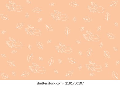 Cute sleeping fox cub background pattern 