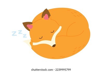 Icono plano de zorro dormido adorable Animales salvajes soñando. Ilustración del vector