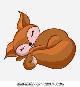 cute sleeping fox, forest animal lying and resting, cartoon, stylized vector graphics
l