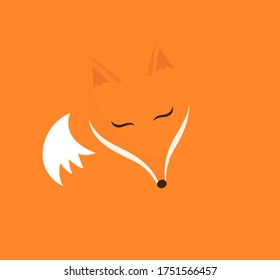 Pezo dormido lindo en el fondo naranja. Ilustración vectorial de diseño plano.