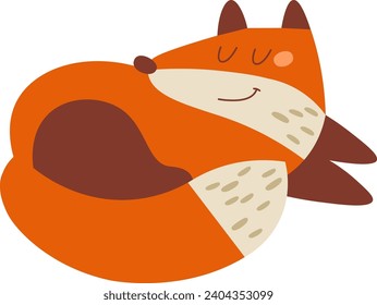 Cute Sleeping Fox Vector Illustration