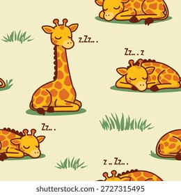 Niedlich Schlafende Giraffen nahtloses Muster