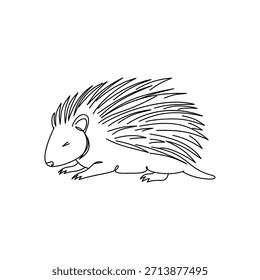 Cute sleeping Hedgehog Line drawing. Line art. Illustration