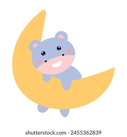 Cute sleeping hippo on the moon design