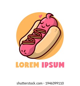 CUTE SLEEPING HOTDOG CARTOON MASCOT 