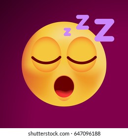Cute Sleeping Icon on Black Background. Isolated Vector Illustration 