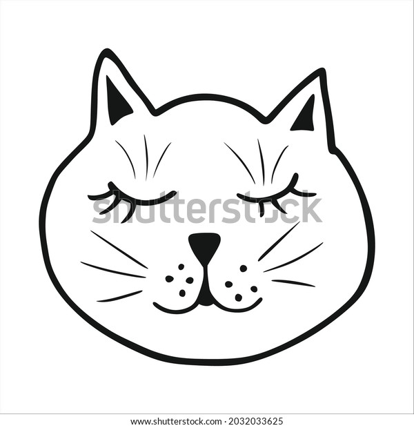 Cute Sleeping Kitten Line Art Stock Vector (Royalty Free) 2032033625 ...