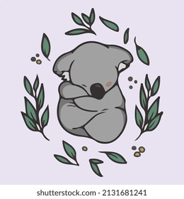  cute sleeping koala illustration vector