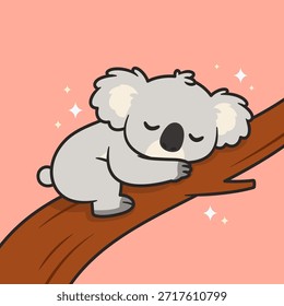 Cute Sleeping Koala on a Branch