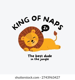 Cute Sleeping Lion King of Naps Cartoon Character